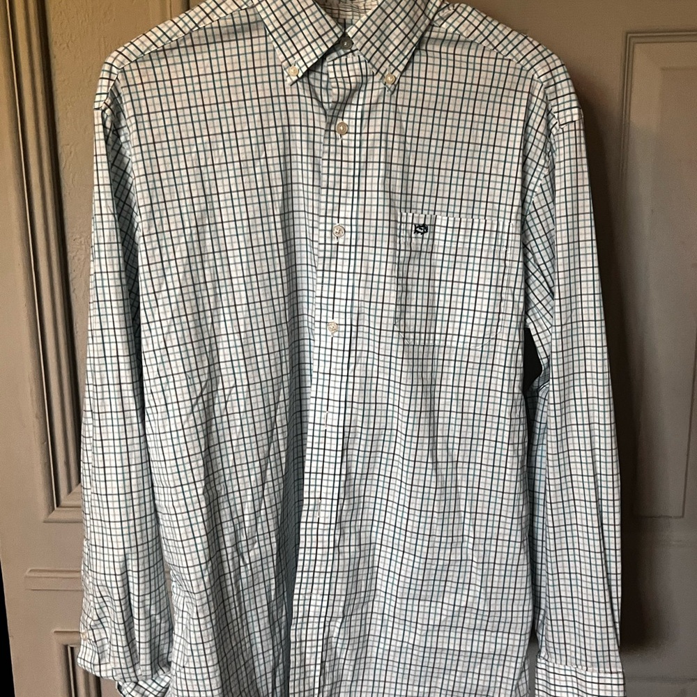Southern Tide Blue and White Casual Button Down Shirt